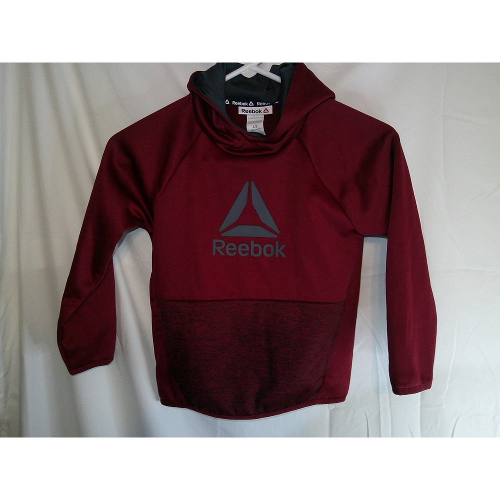 Reebok Hoodie Pullover Sweatshirt Athletic‎ Activewear Burgundy Size 4/5